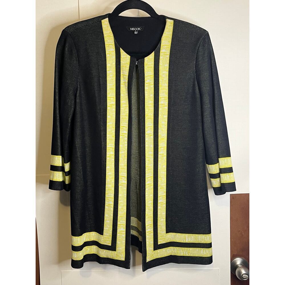 Misook cardigan blazer jacket sz large yellow black